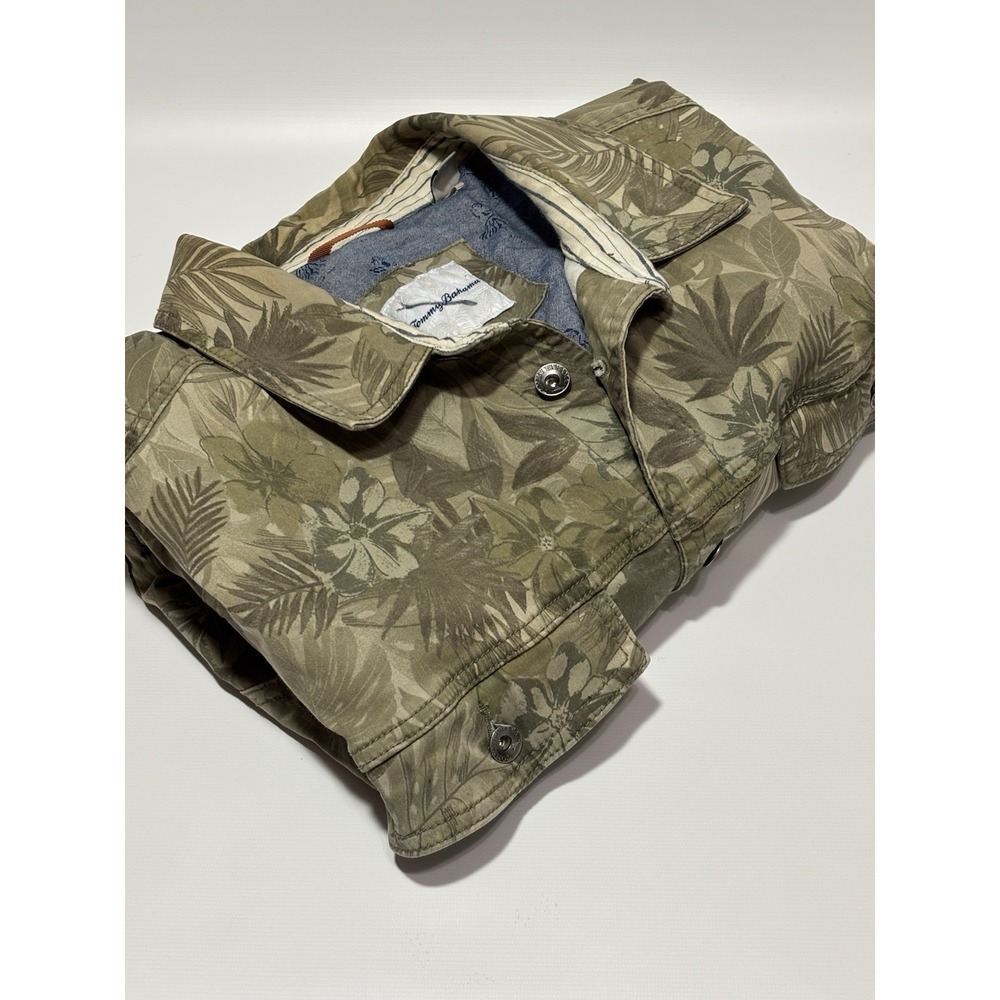 Tommy Bahama Mens XXLT Tea Leaf Camo Print Trucker Jacket Olive Green Safari - Picture 11 of 11